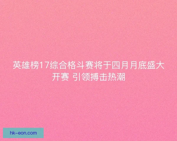 英雄榜17综合格斗赛将于四月月底盛大开赛 引领搏击热潮