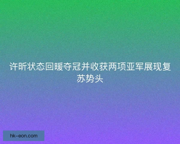 许昕状态回暖夺冠并收获两项亚军展现复苏势头