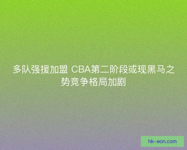 多队强援加盟 CBA第二阶段或现黑马之势竞争格局加剧